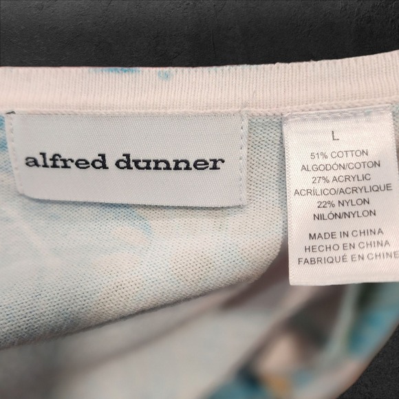 Alfred Dunner Floral Cardigan Button Front 3/4 Sleeve Top Blue‎ L - Picture 3 of 7